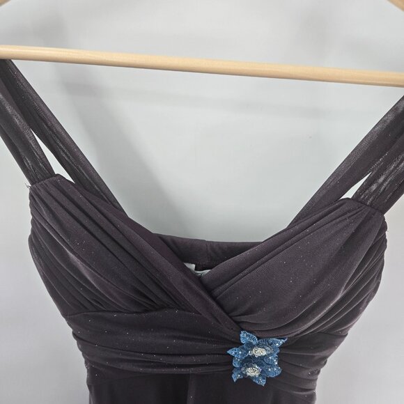 Vintage Speechless Smoky Purple Blue Rosette Shimmer Glitter Y2K Midi Dress - Picture 14 of 15